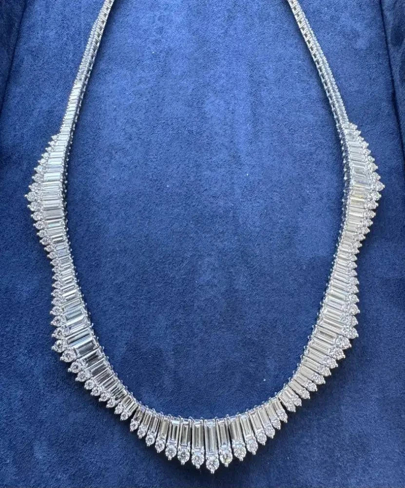 Elegant Baguette Diamond Necklace - V48575