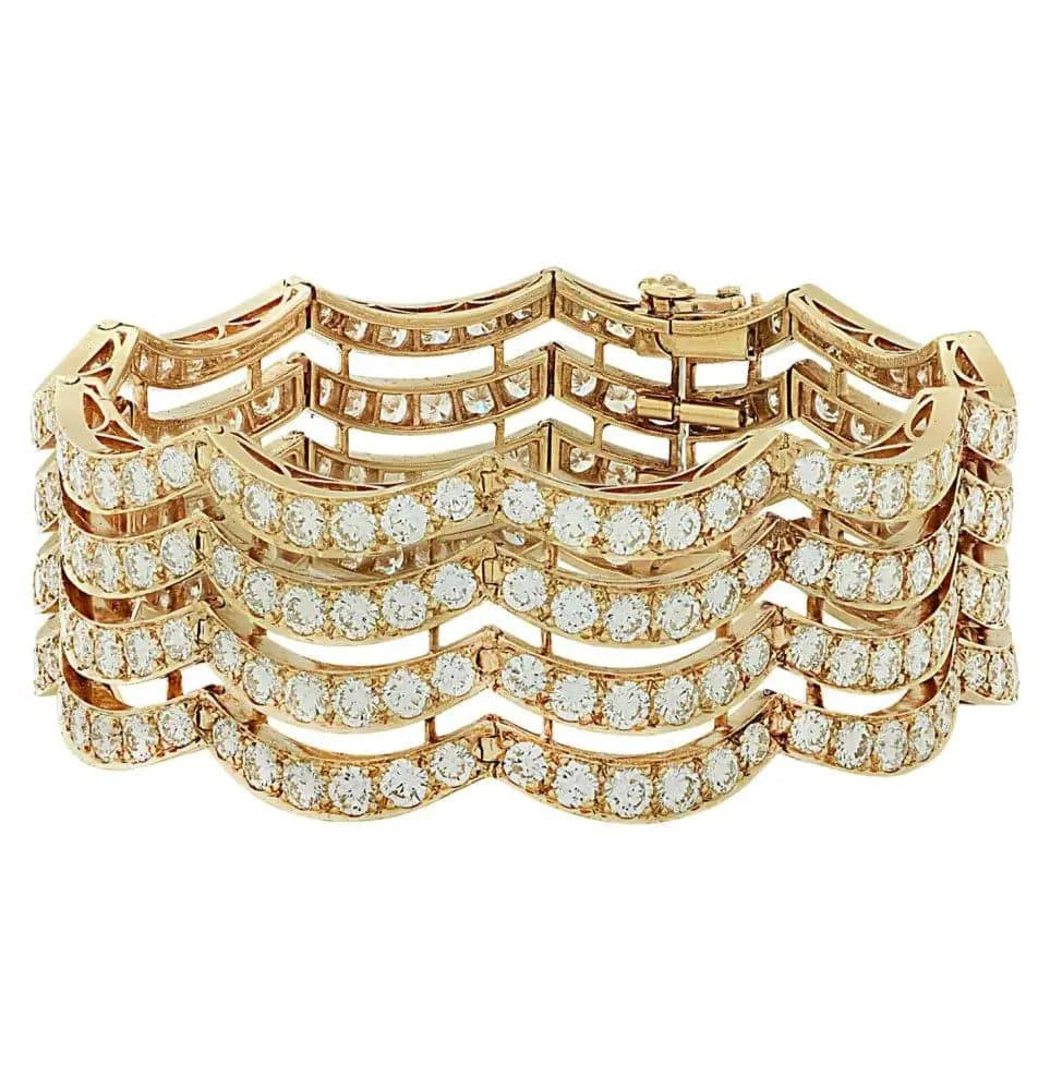 French 1970s Van Cleef & Arpels 26 Carat Diamond Bracelet -V46625 - Vivid Diamonds