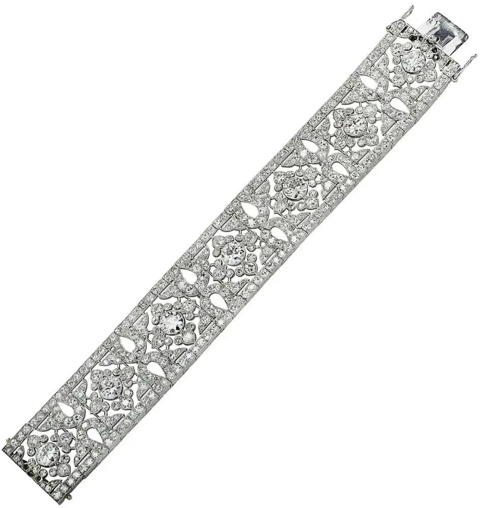 French Belle Époque Cartier 40 Carat Old European Cut Diamond Bracelet -V41447 - Vivid Diamonds