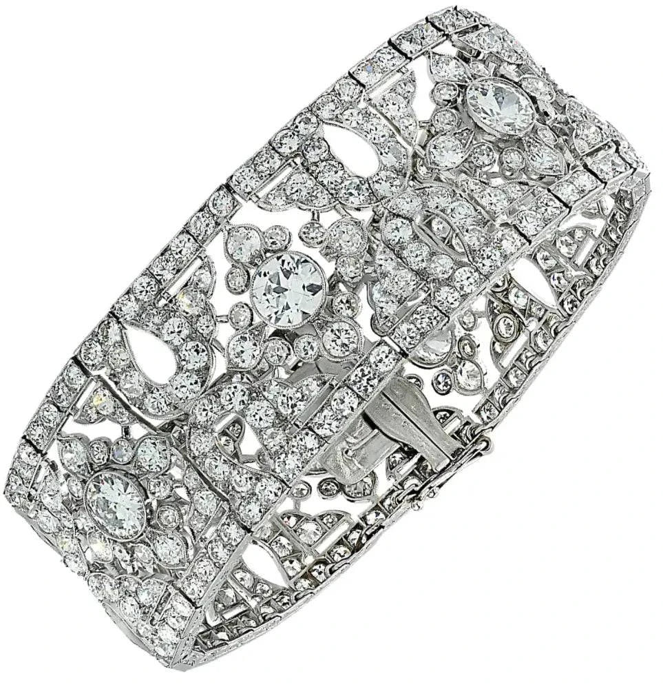 French Belle Époque Cartier 40 Carat Old European Cut Diamond Bracelet -V41447 - Vivid Diamonds