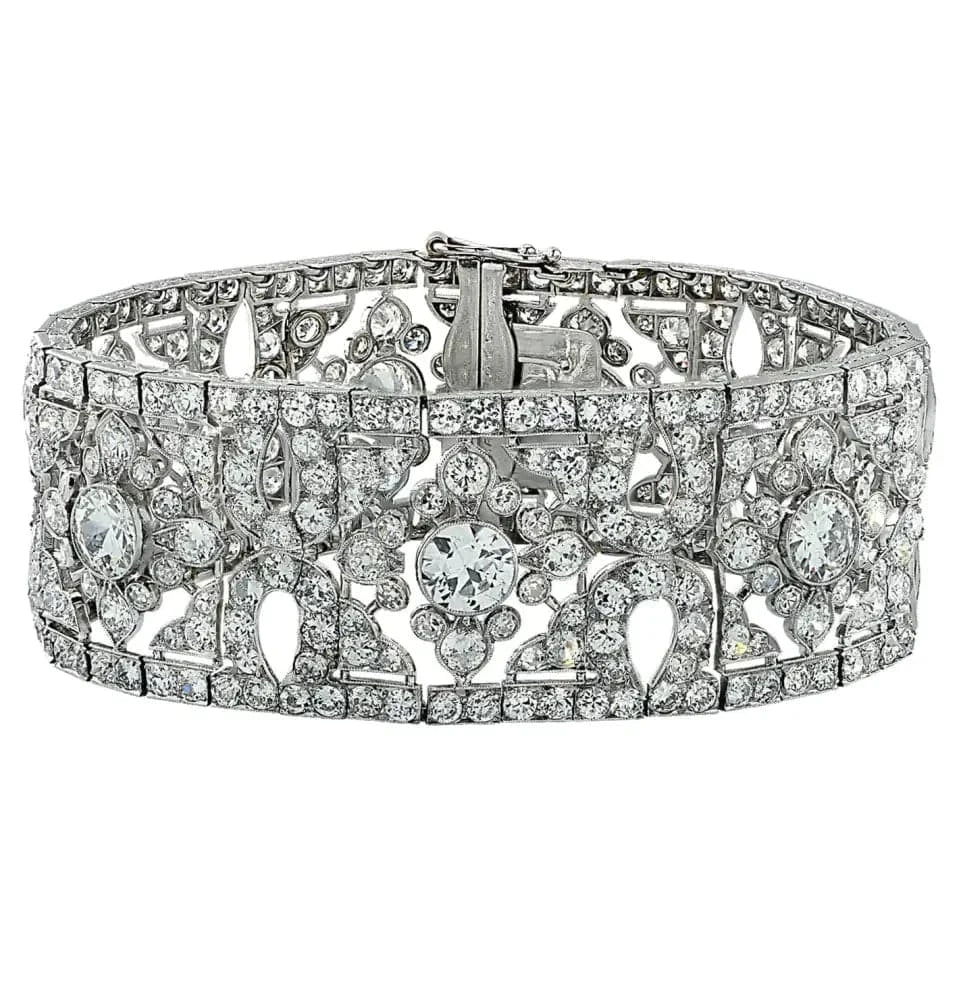 French Belle Époque Cartier 40 Carat Old European Cut Diamond Bracelet -V41447 - Vivid Diamonds