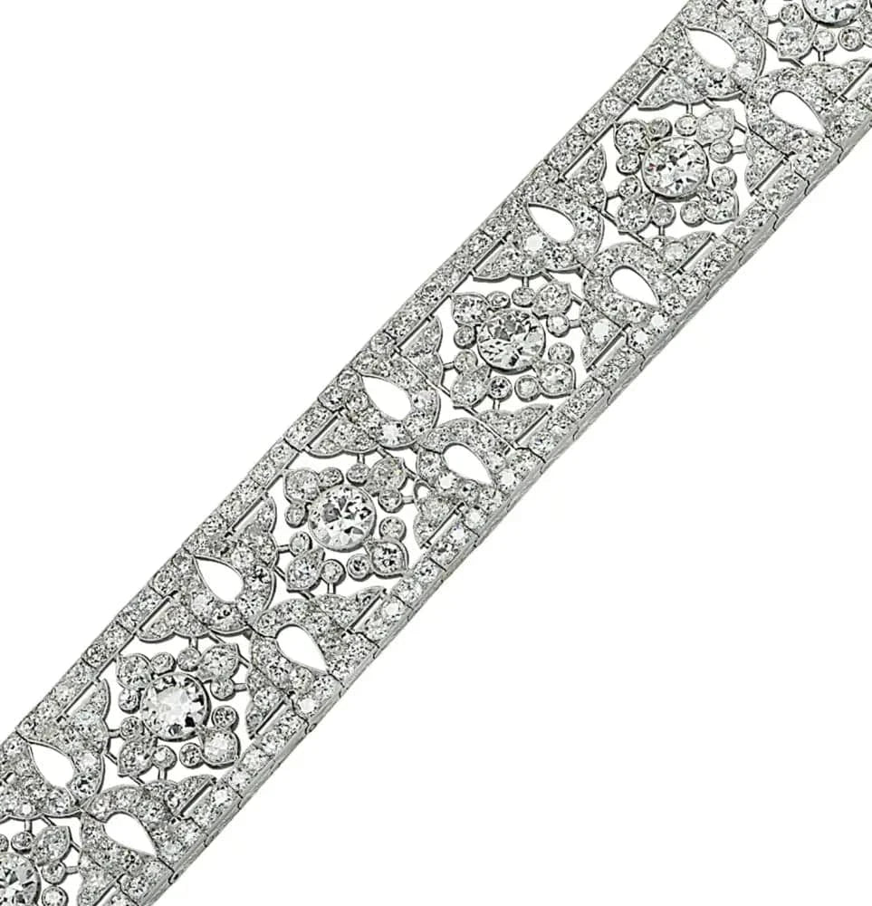 French Belle Époque Cartier 40 Carat Old European Cut Diamond Bracelet -V41447 - Vivid Diamonds