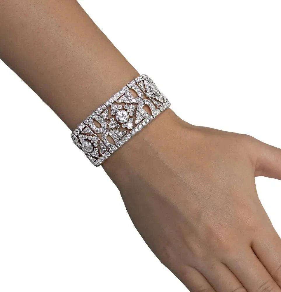 French Belle Époque Cartier 40 Carat Old European Cut Diamond Bracelet -V41447 - Vivid Diamonds