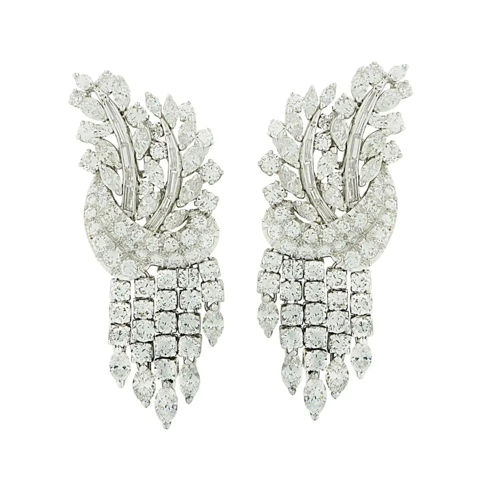 Mid-Century 15.15 Diamond Chandelier Earrings -V46232