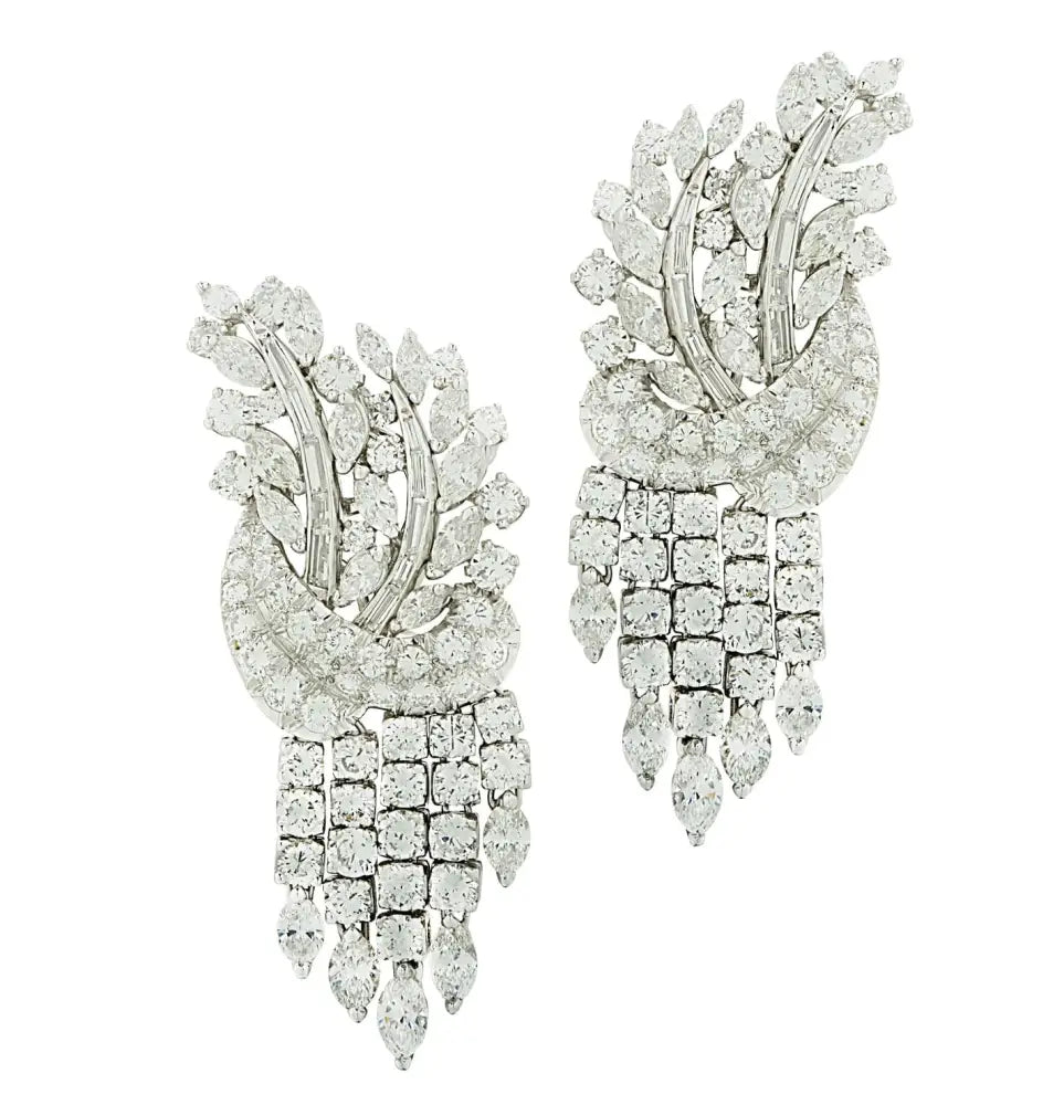 Mid-Century 15.15 Diamond Chandelier Earrings -V46232