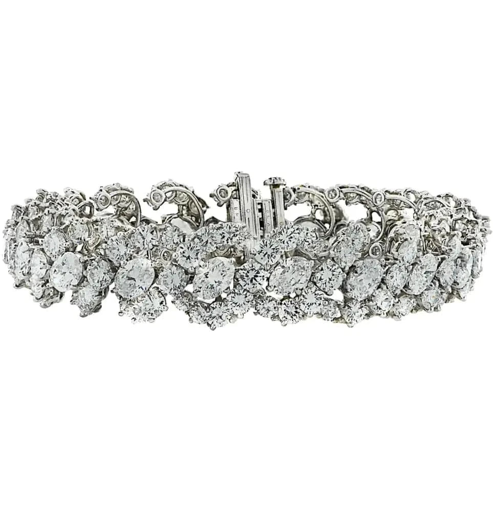 Oscar Heyman 29.41 Diamond Bangle Bracelet Circa 1963 -V37155 - Vivid Diamonds