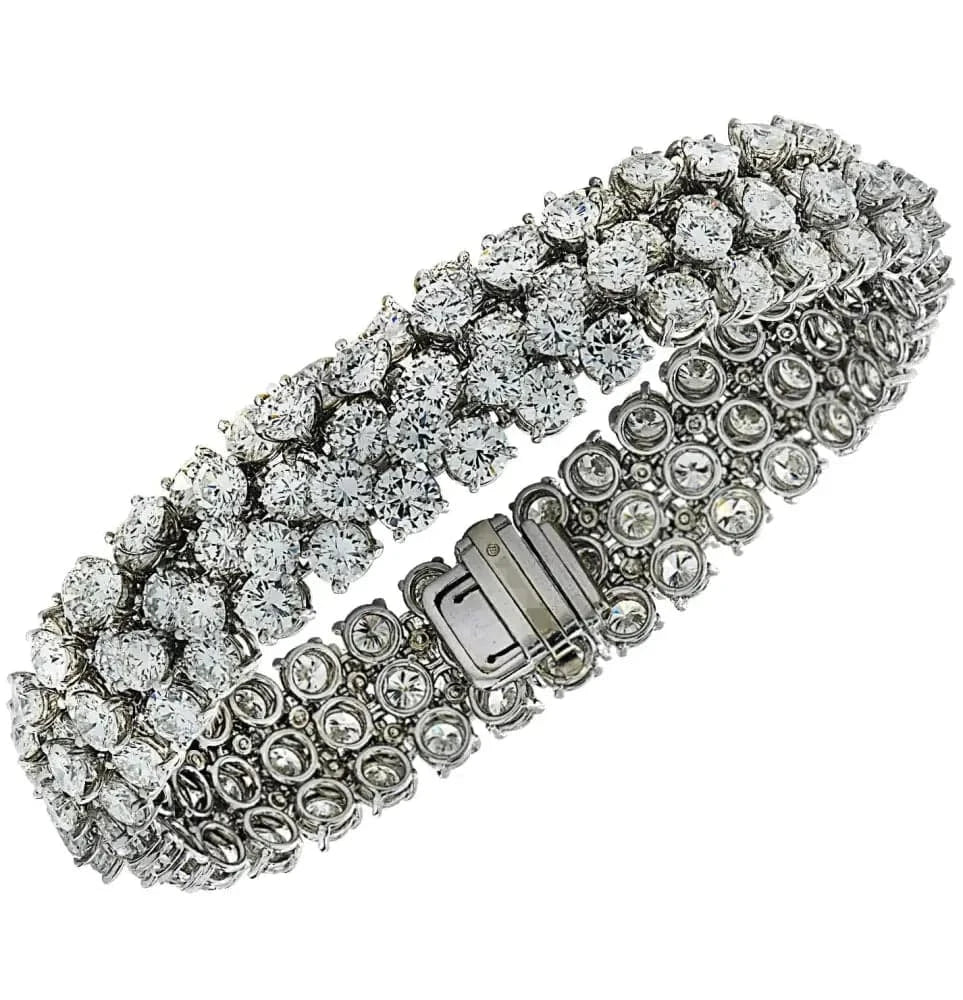 Oscar Heyman 30 Carat Diamond Bangle Bracelet Circa 1970 -V37292 - Vivid Diamonds