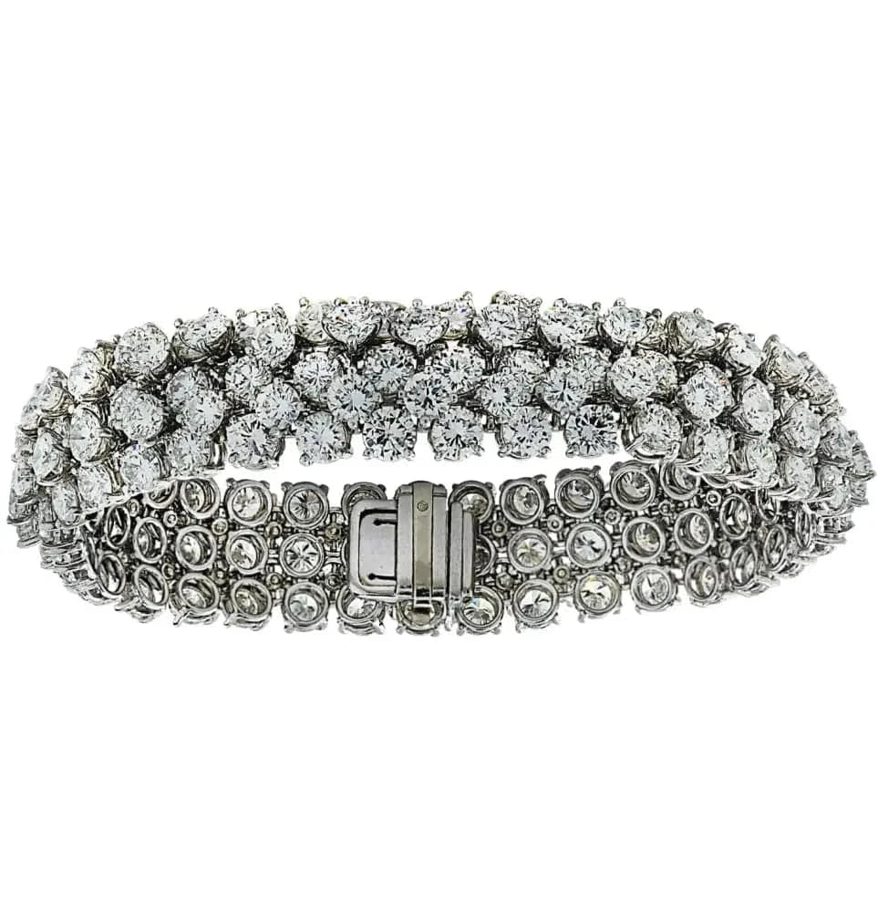 Oscar Heyman 30 Carat Diamond Bangle Bracelet Circa 1970 -V37292 - Vivid Diamonds