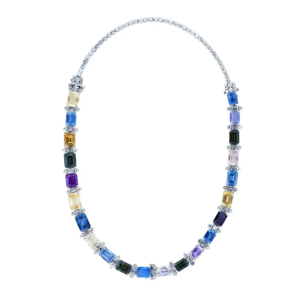 Oscar Heyman Diamond & Multi Color Sapphire and Spinel Necklace Circa 1955-V43362