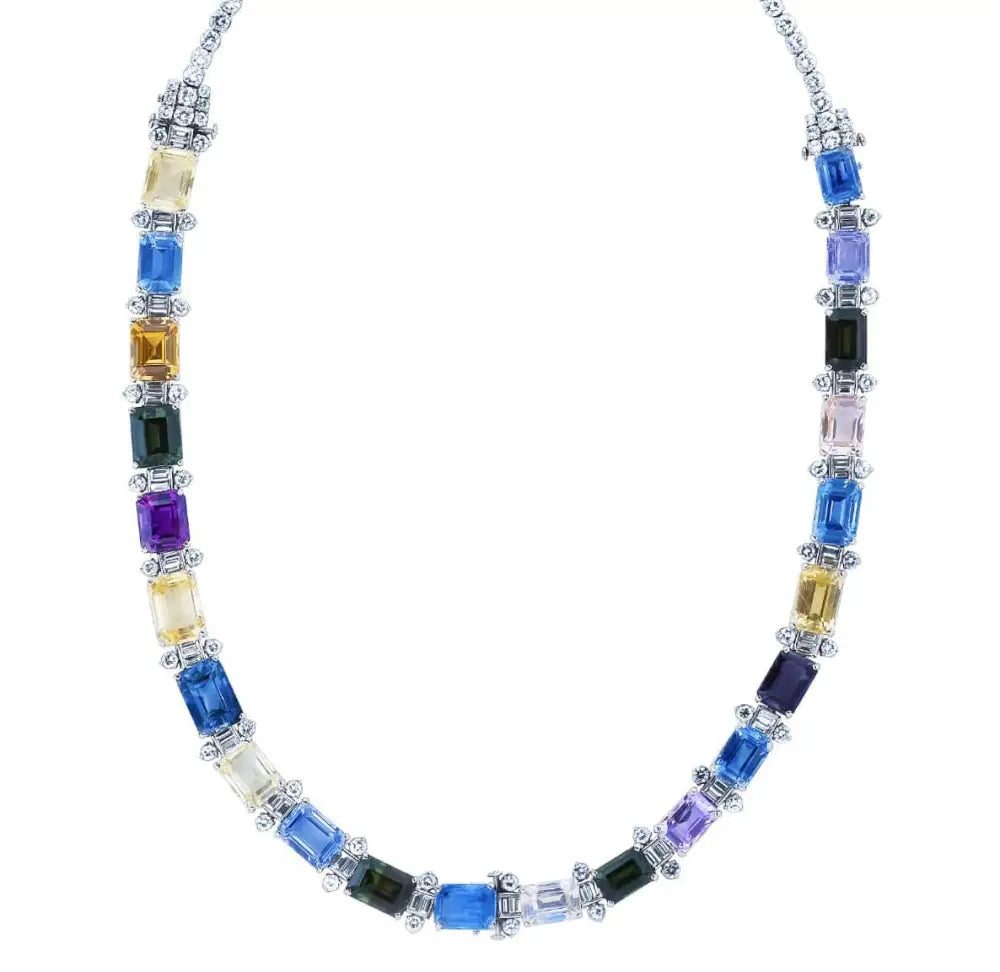 Oscar Heyman Diamond & Multi Color Sapphire and Spinel Necklace Circa 1955-V43362