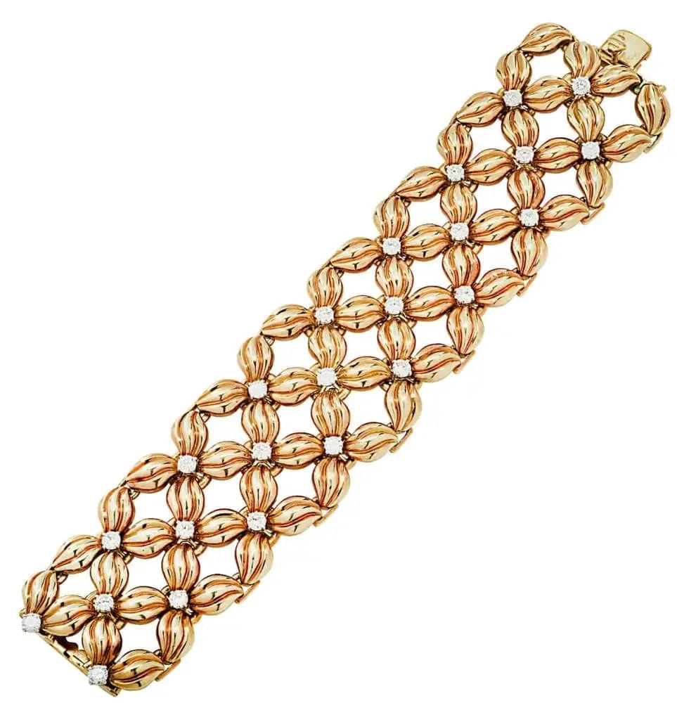 Tiffany & Co., Jean Schlumberger 'Daisy' 18 Karat Yellow Gold & Diamond Bracelet -V46597 - Vivid Diamonds