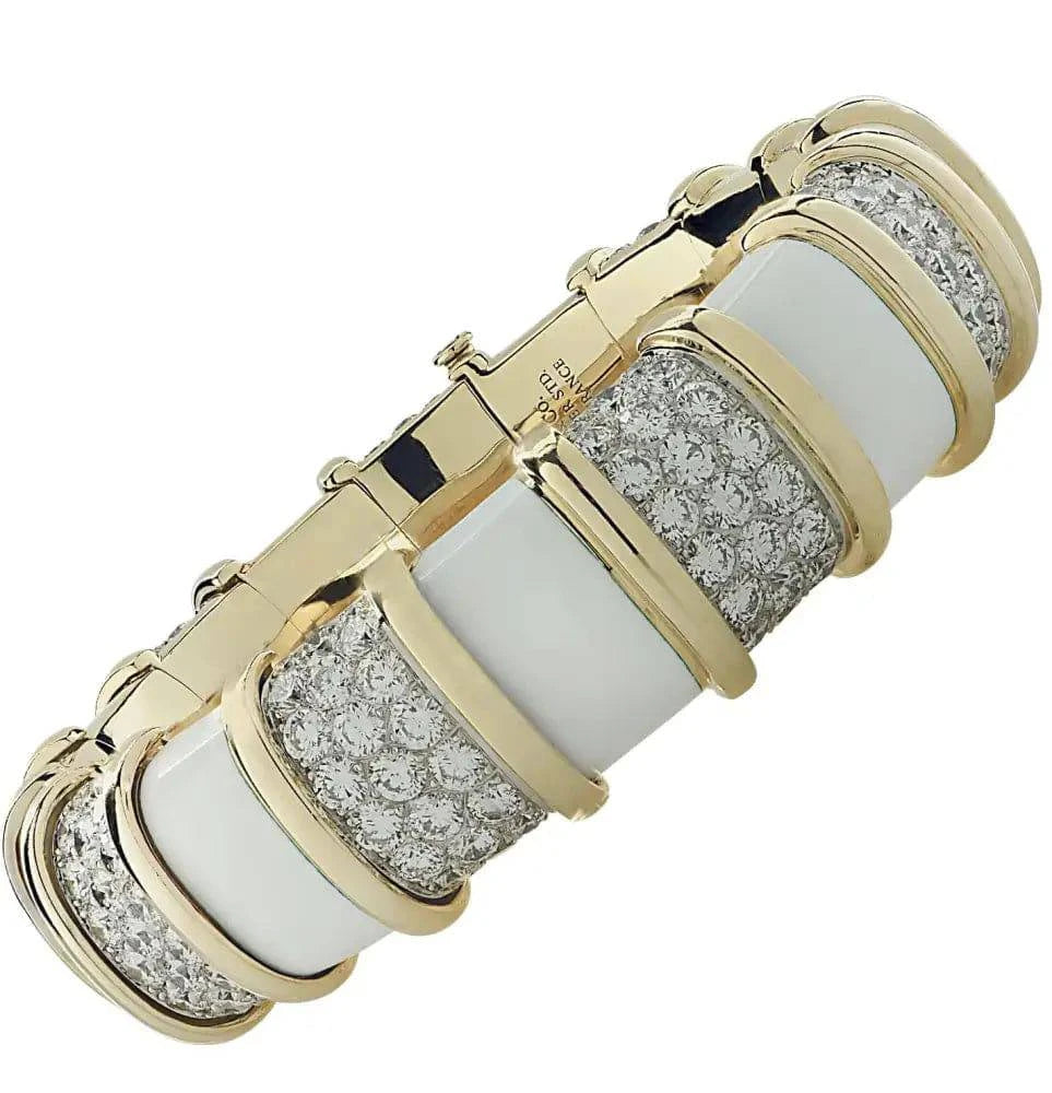 Tiffany & Co. Schlumberger 22.5 Carat Diamond and White Enamel Bangle Bracelet - V37210 - Vivid Diamonds