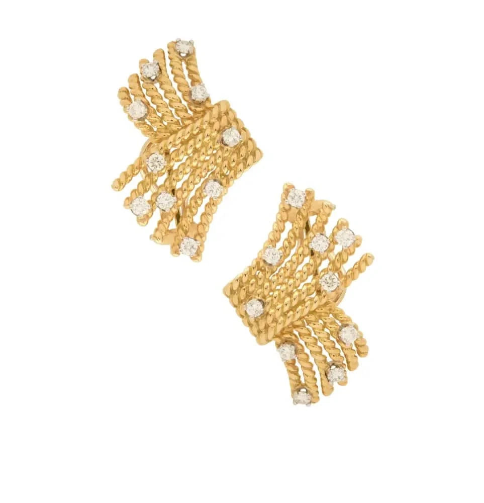 Tiffany Schlumberger Gold & Diamond Earrings – V47768 - Vivid Diamonds