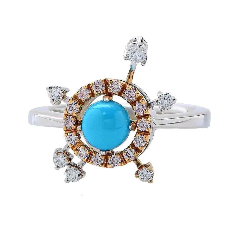 TURQUOISE & DIAMOND RING-V007685 - Vivid Diamonds