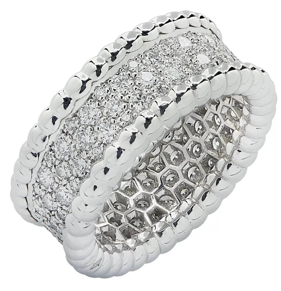 Van Cleef & Arpels Perlee Diamond 3 row Pave Band -V39375 - Vivid Diamonds