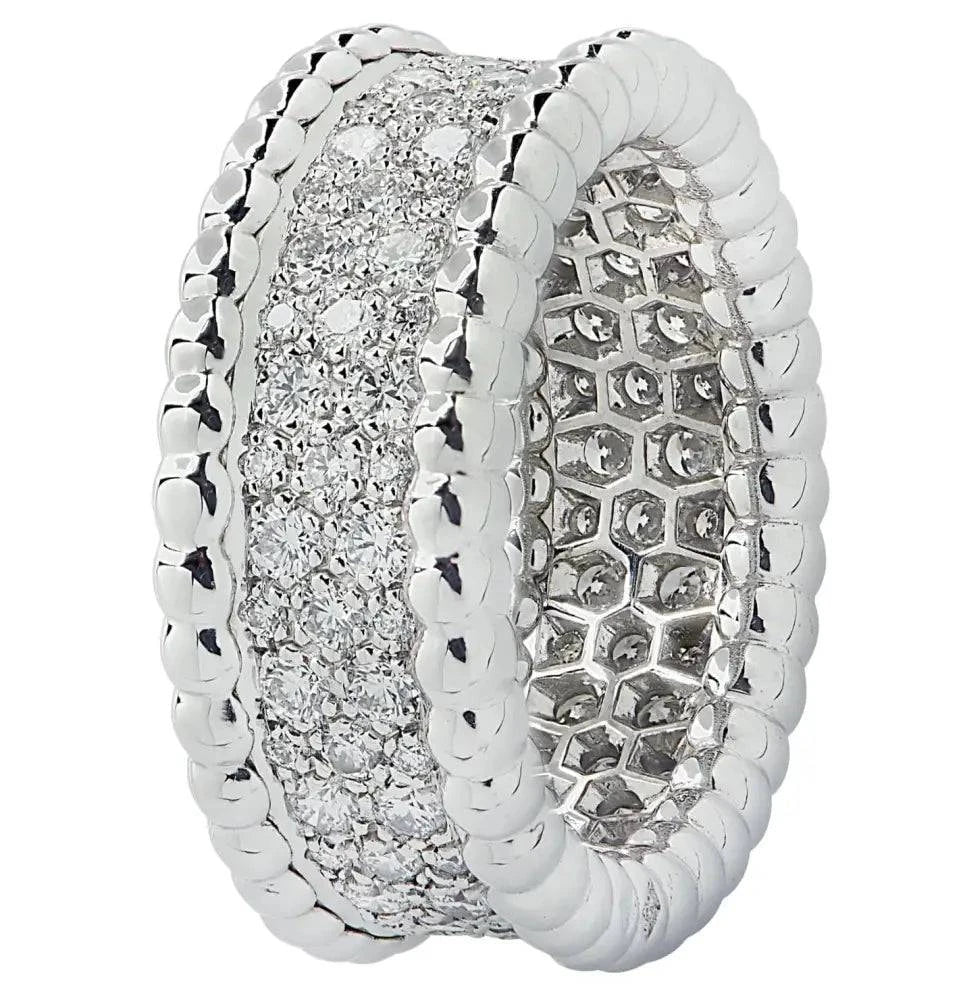 Van Cleef & Arpels Perlee Diamond 3 row Pave Band -V39375 - Vivid Diamonds