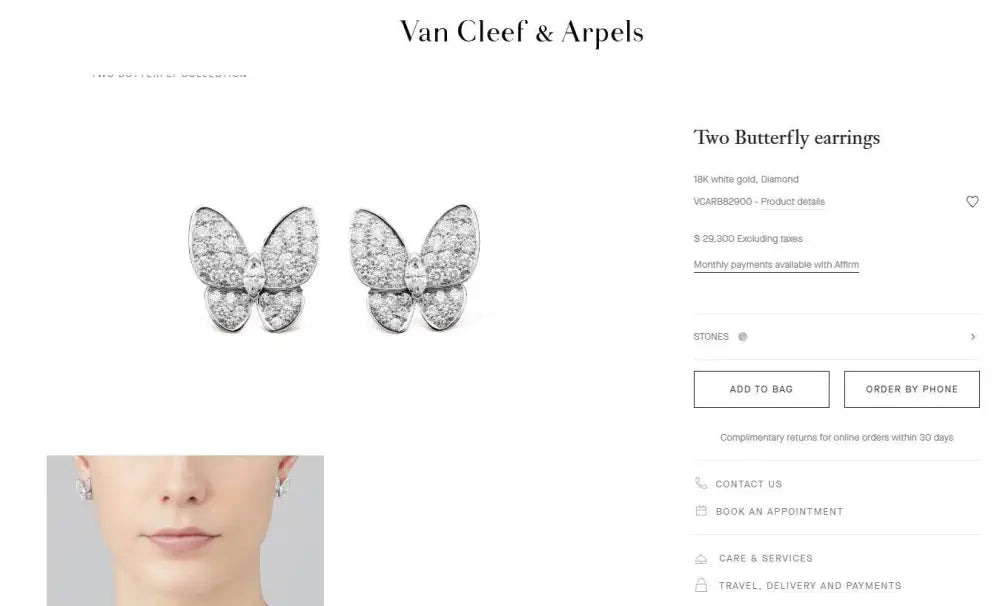 Van Cleef & Arpels Two Butterfly Diamond Earrings -V46376