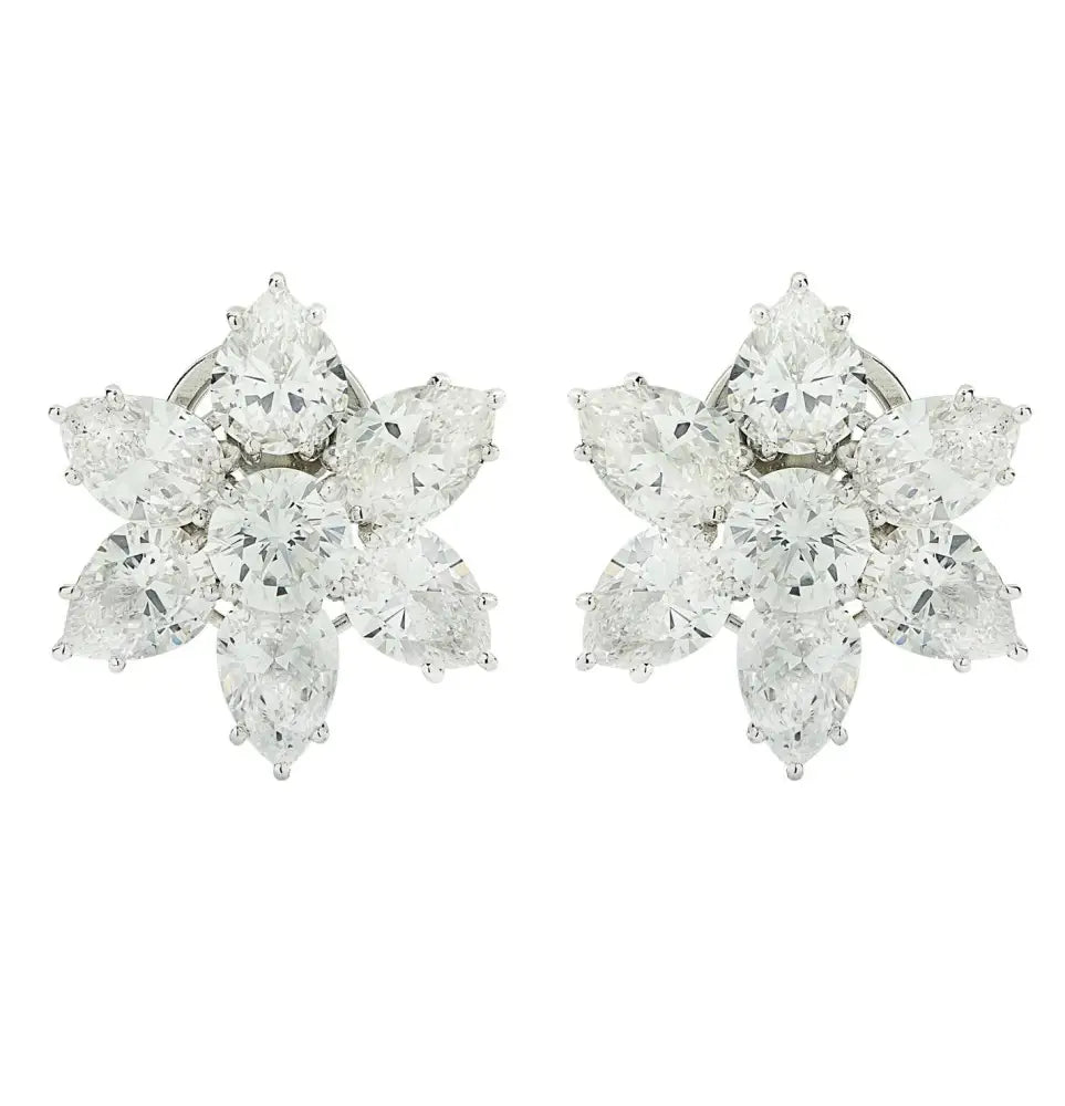 Vivid Diamond GIA Certified 12 Carat Diamond Cluster Earrings -V44714