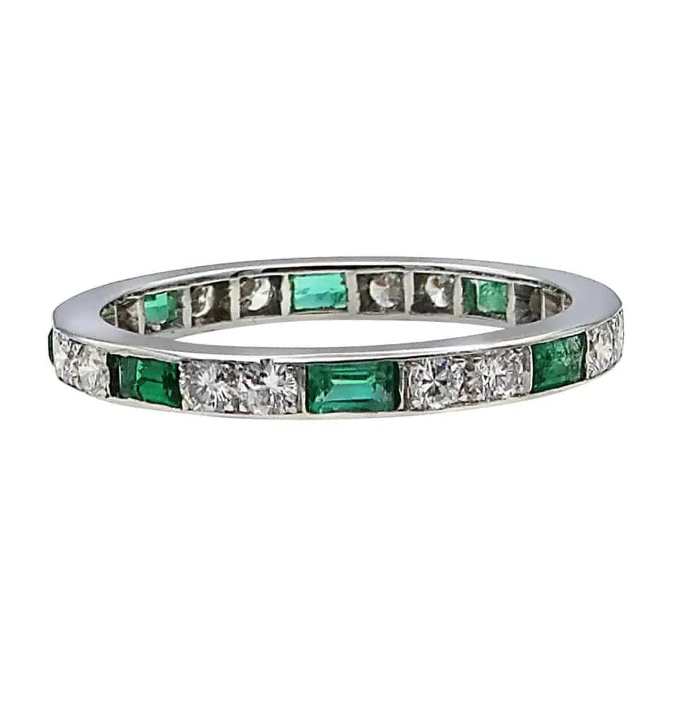 Vivid Diamonds 0.50 Carat Diamond and Emerald Wedding Band-V23198 - Vivid Diamonds