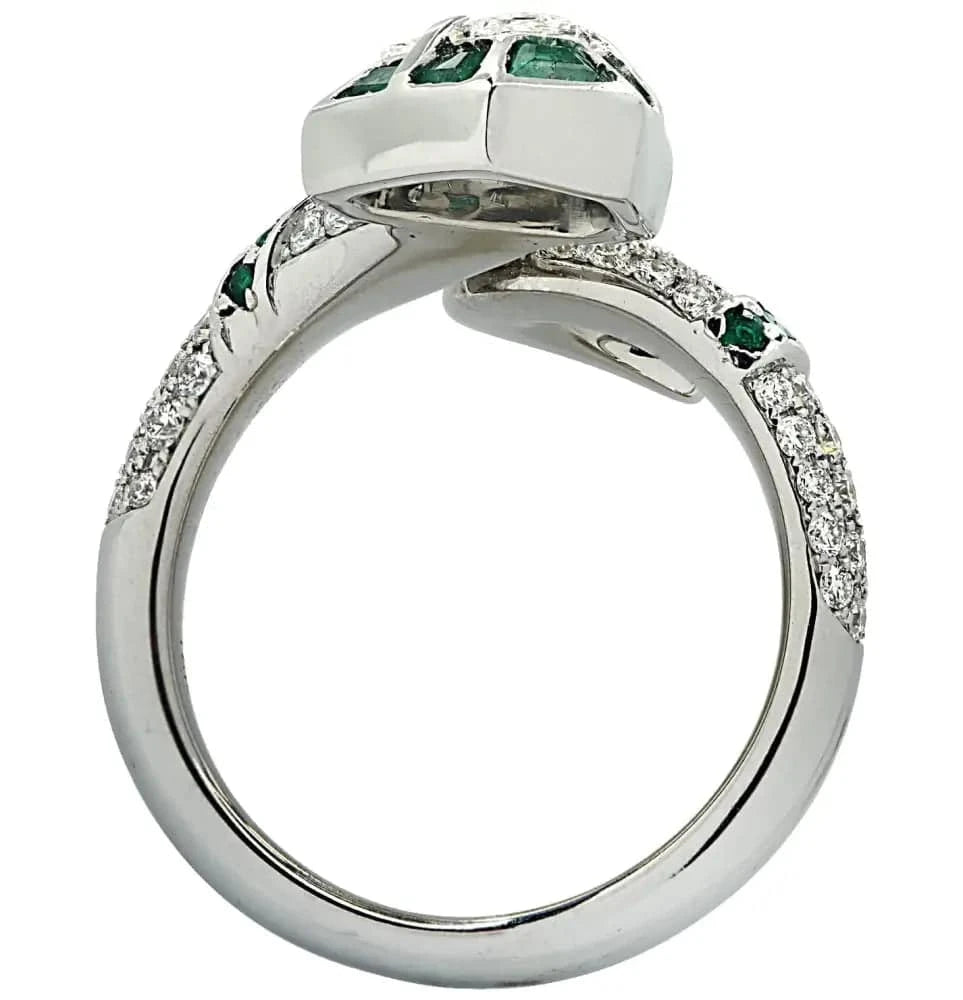 Vivid Diamonds 1.89 Carat Diamond And Emerald Snake Ring -V19617 - Vivid Diamonds