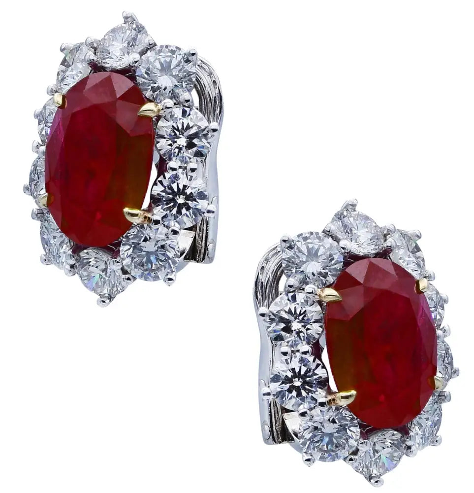 Vivid Diamonds 10.66 Carat Ruby and Diamond Earrings -V38648