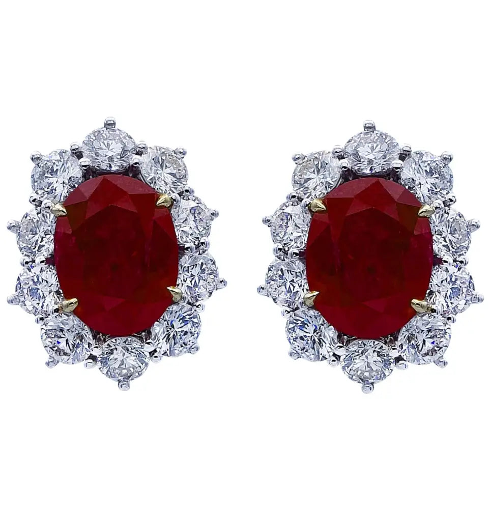 Vivid Diamonds 10.66 Carat Ruby and Diamond Earrings -V38648