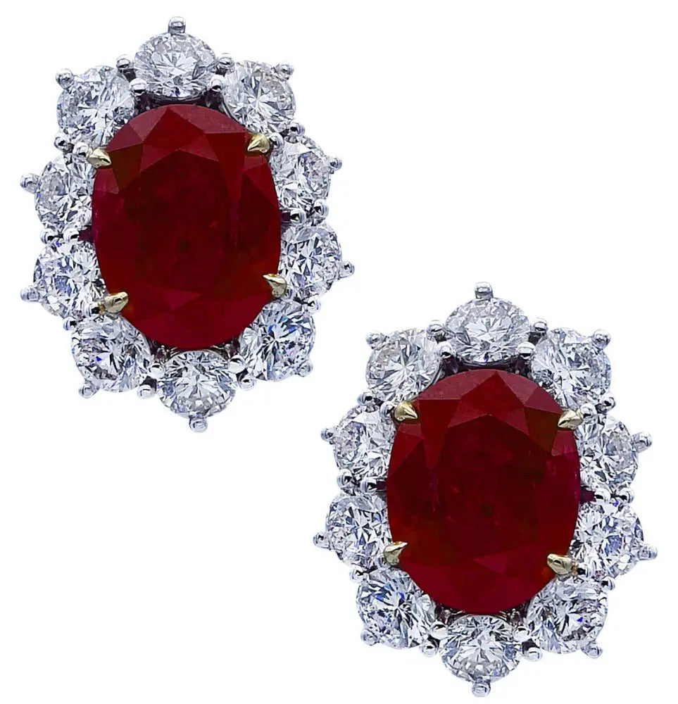 Vivid Diamonds 10.66 Carat Ruby and Diamond Earrings -V38648