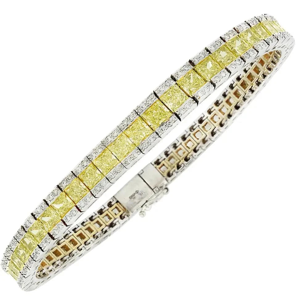 Vivid Diamonds 10.88 Carat Yellow and White Diamond Line Bracelet-V45659 - Vivid Diamonds