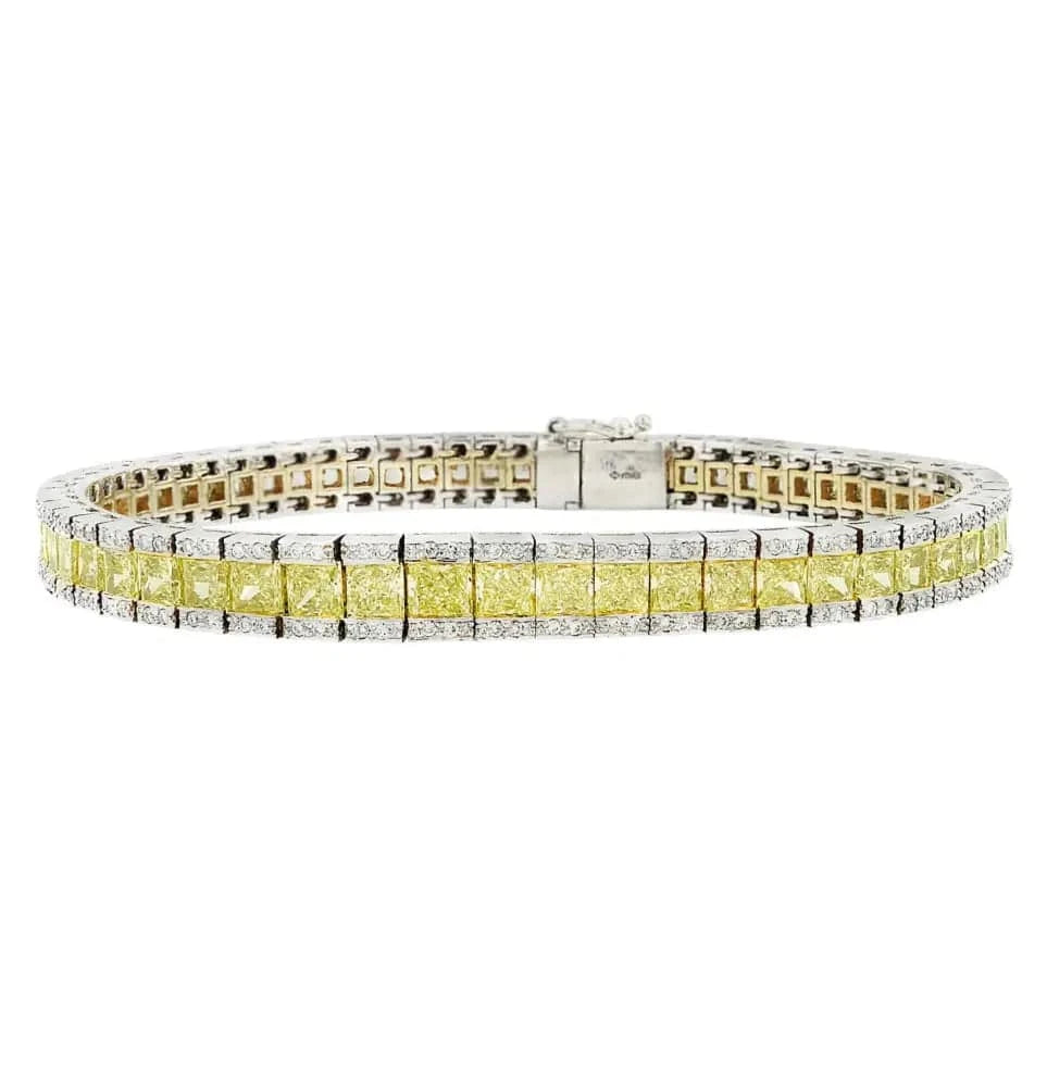 Vivid Diamonds 10.88 Carat Yellow and White Diamond Line Bracelet-V45659 - Vivid Diamonds