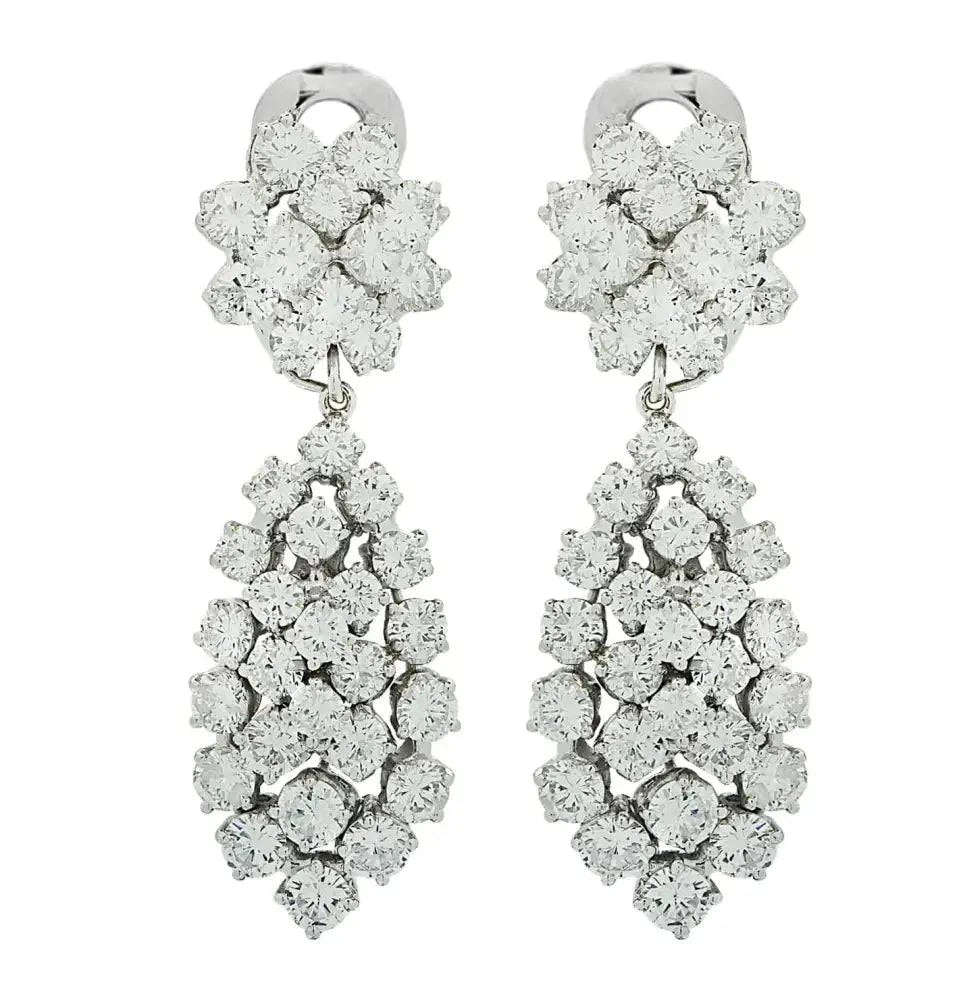 Vivid Diamonds 10 Carat Diamond Cluster Dangle Clip-on Earrings-V45678 - Vivid Diamonds