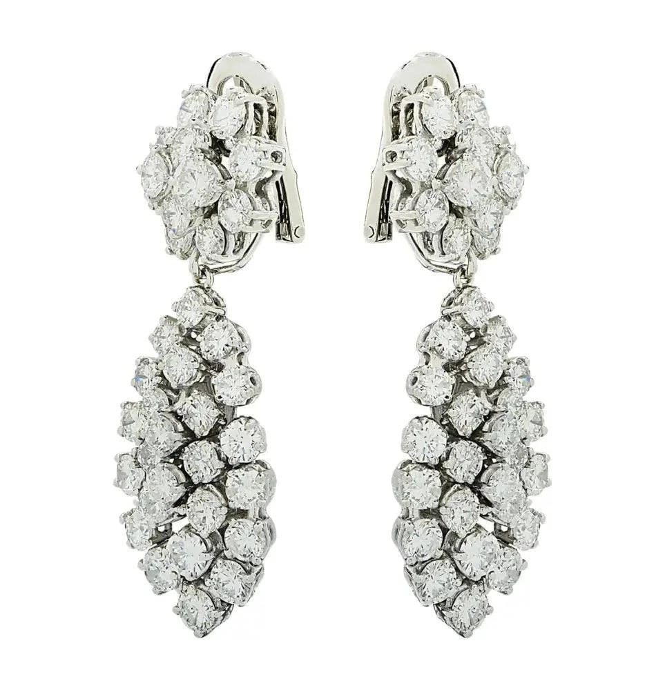 Vivid Diamonds 10 Carat Diamond Cluster Dangle Clip-on Earrings-V45678 - Vivid Diamonds