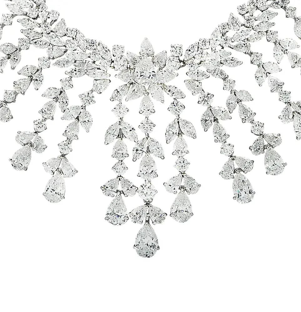 Vivid Diamonds 119.13 Carat Diamond Bib Necklace -V43650