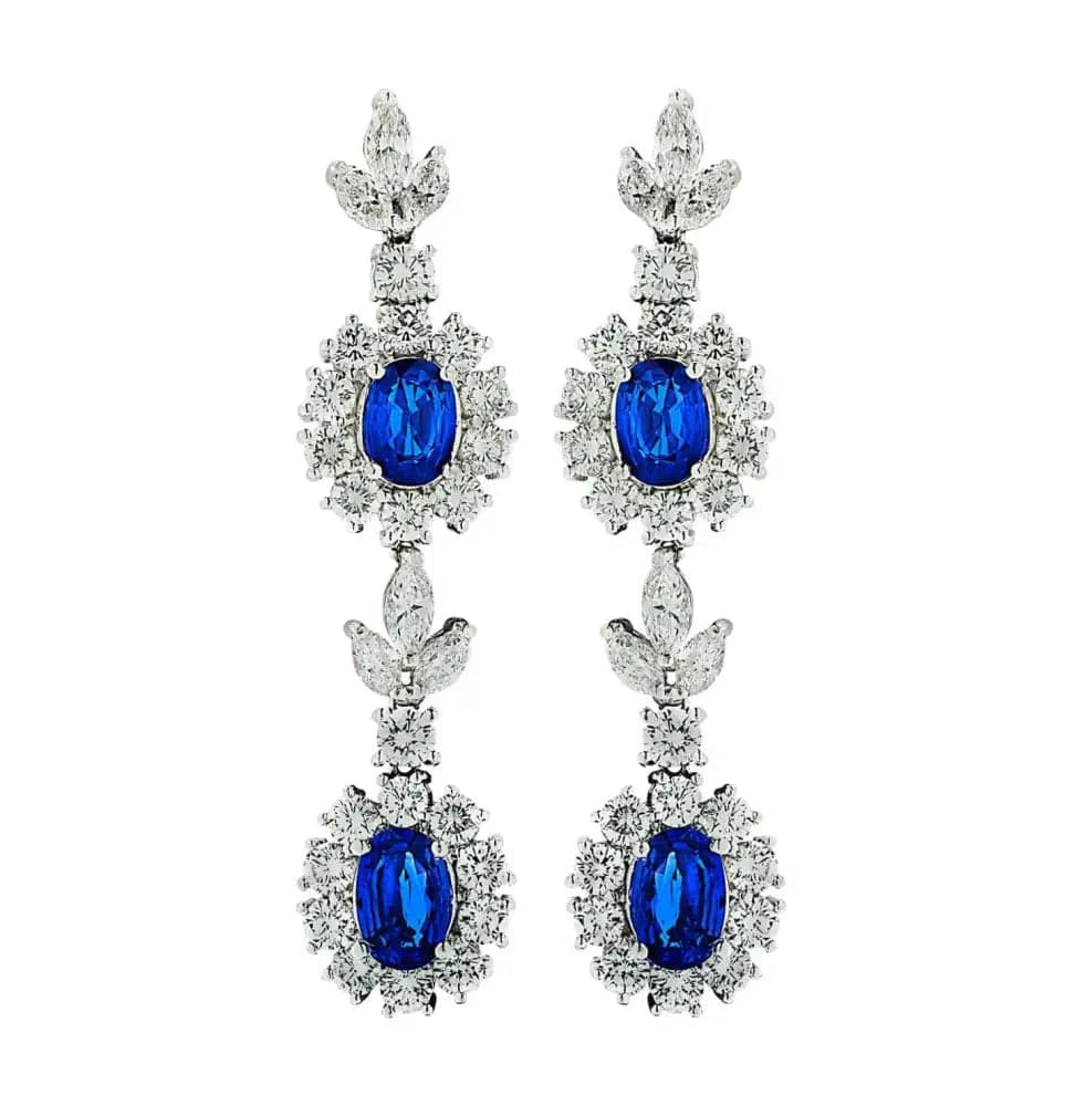 Vivid Diamonds 13.00 Carat Sapphire and Diamond Dangle Earrings- V42518