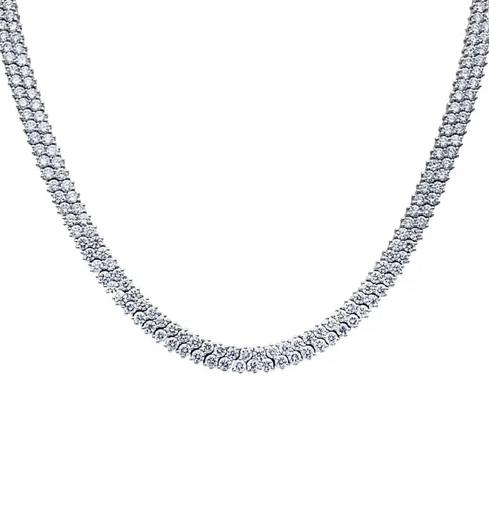 Vivid Diamonds 18.41 Carat Diamond Double Row Tennis Necklace- V38306