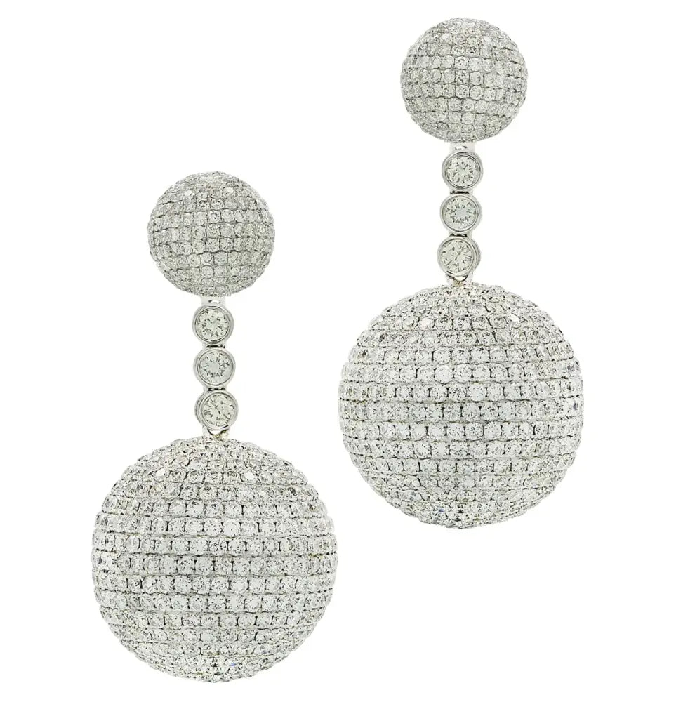 Vivid Diamonds 24.14 Carat Diamond Pave’ Ball Dangle Earrings -V44743