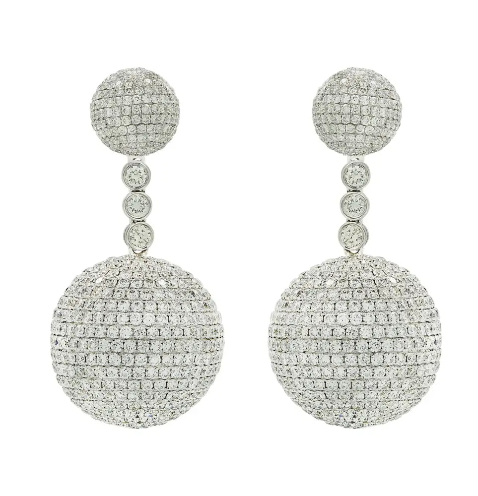 Vivid Diamonds 24.14 Carat Diamond Pave’ Ball Dangle Earrings -V44743