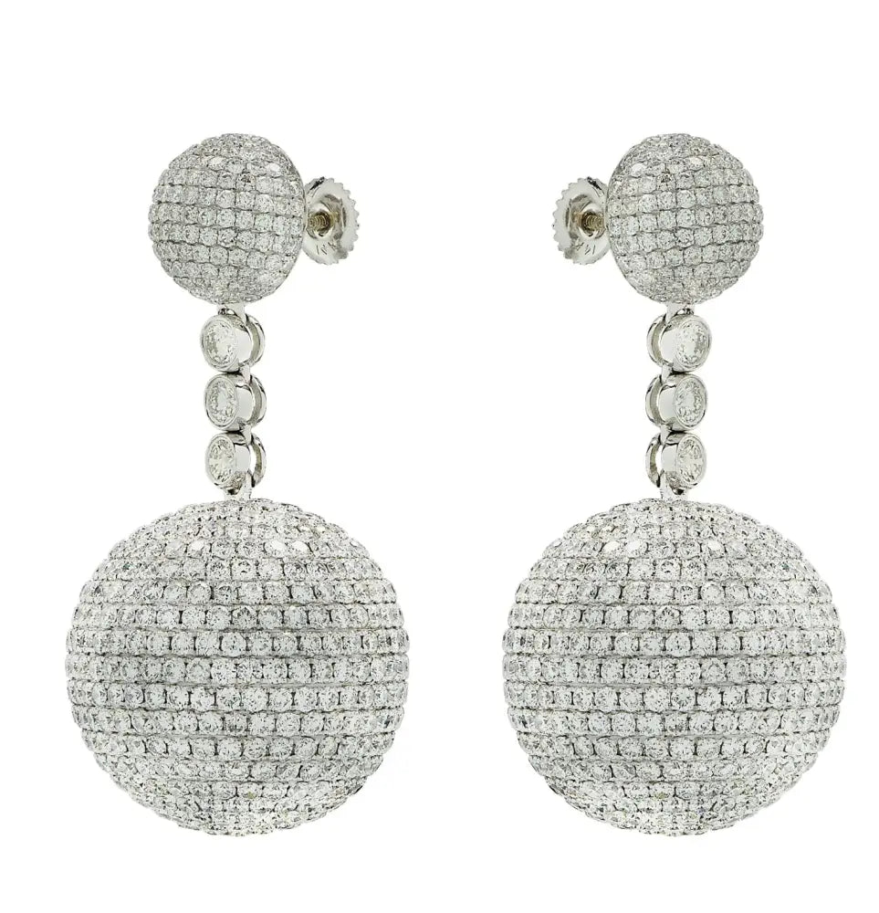 Vivid Diamonds 24.14 Carat Diamond Pave’ Ball Dangle Earrings -V44743