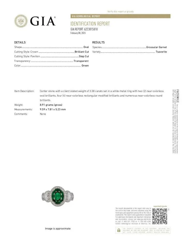 Vivid Diamonds 3.38 Carat Tsavorite and Diamond Ring -V36800 - Vivid Diamonds