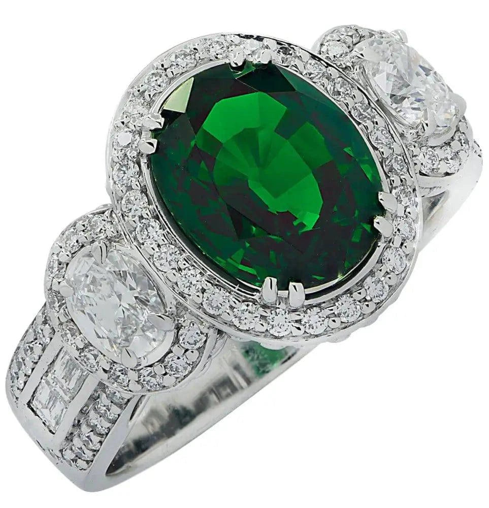 Vivid Diamonds 3.38 Carat Tsavorite and Diamond Ring -V36800 - Vivid Diamonds