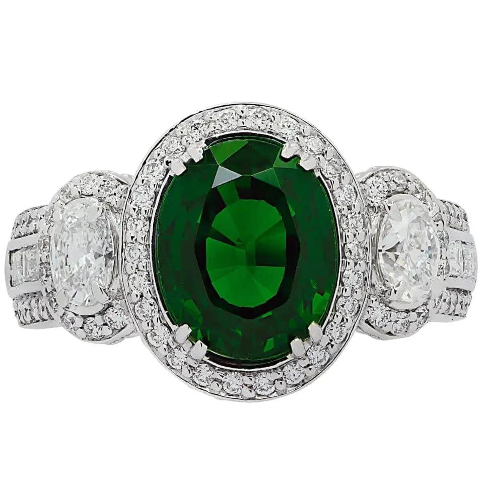 Vivid Diamonds 3.38 Carat Tsavorite and Diamond Ring -V36800 - Vivid Diamonds