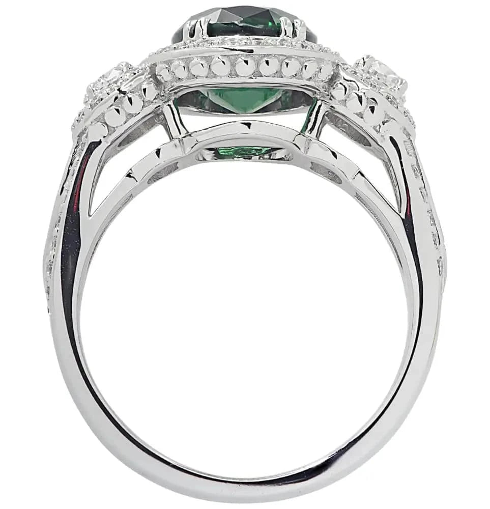 Vivid Diamonds 3.38 Carat Tsavorite and Diamond Ring -V36800 - Vivid Diamonds