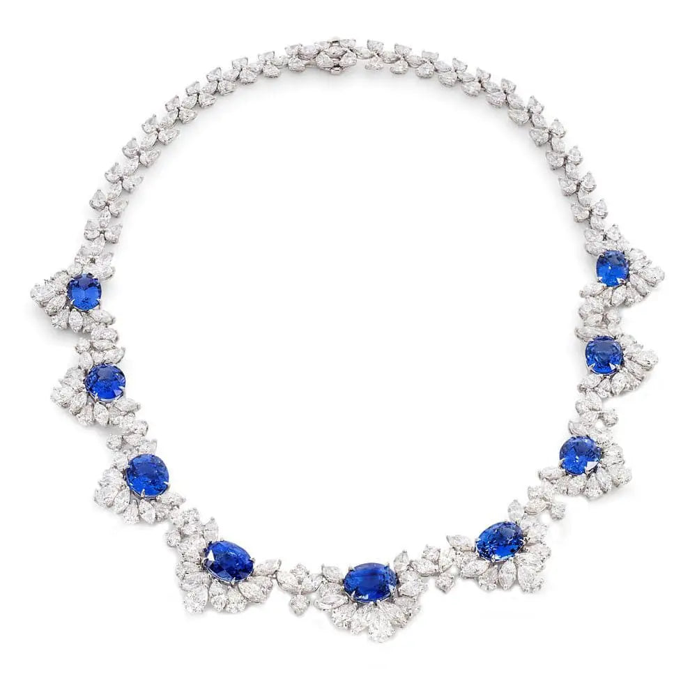 Vivid Diamonds 40 Carat Diamond and Sapphire Necklace-V45626 - Vivid Diamonds