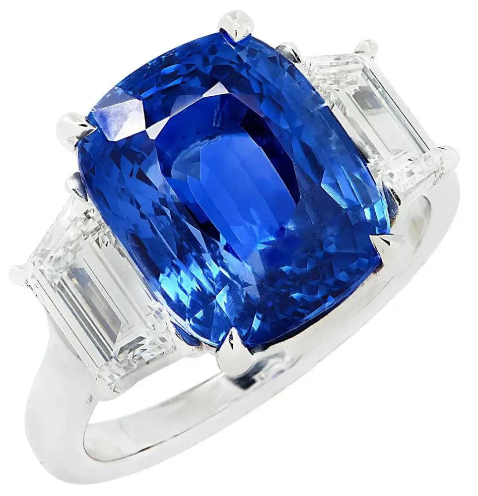 Vivid Diamonds 8.69 Carat No Heat Ceylon Sapphire Diamond Ring -V46558