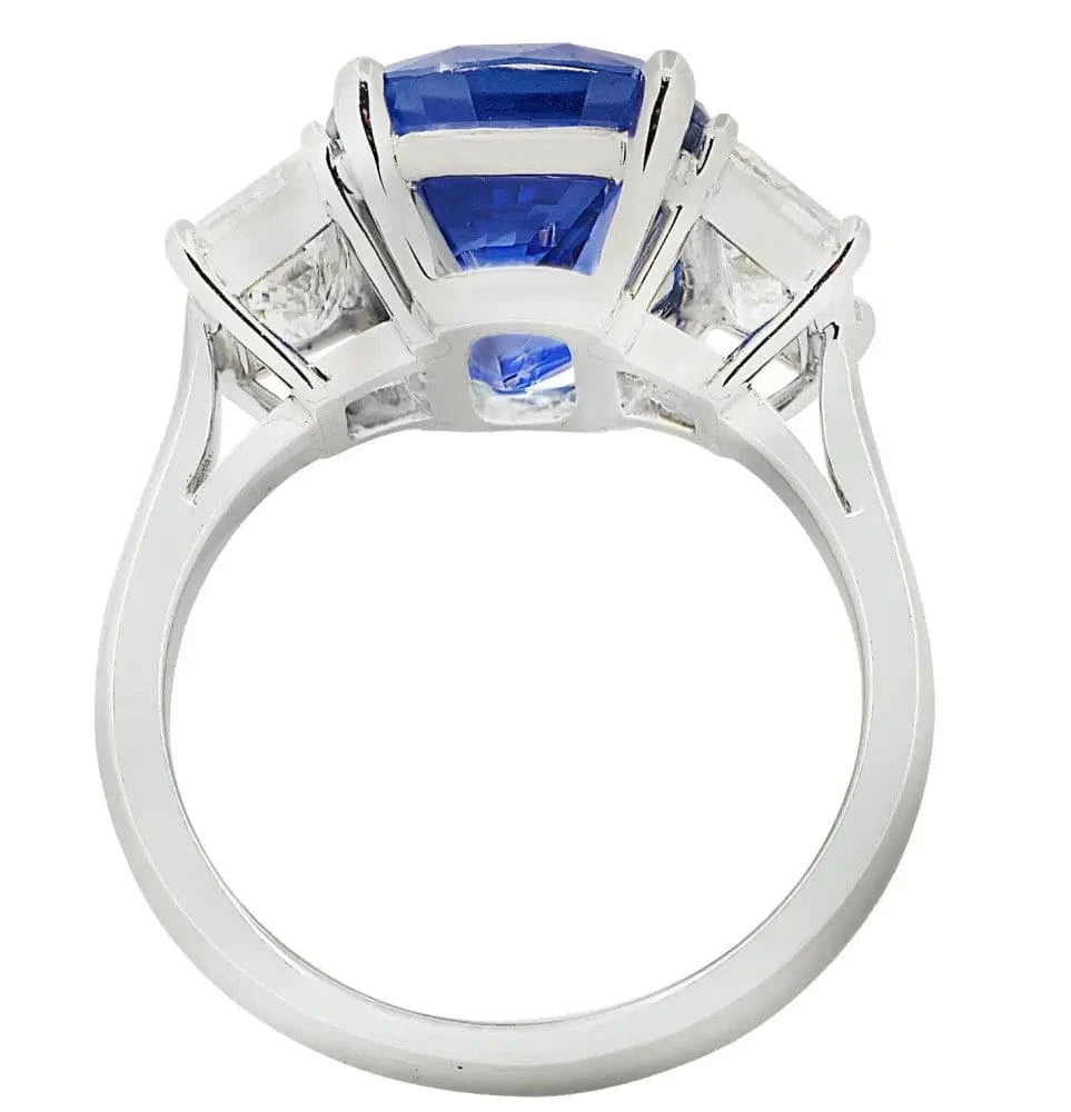 Vivid Diamonds 8.69 Carat No Heat Ceylon Sapphire Diamond Ring -V46558