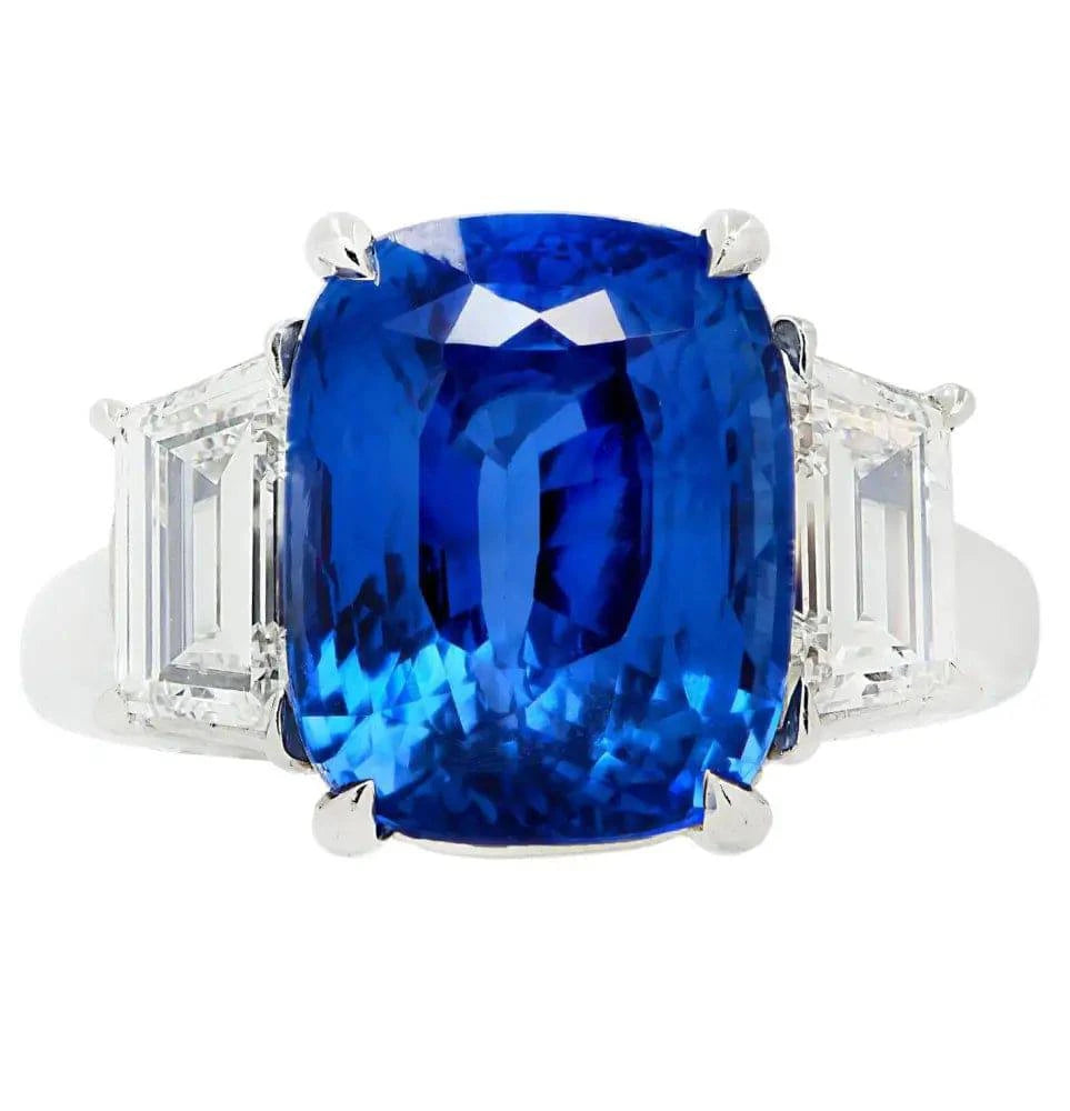 Vivid Diamonds 8.69 Carat No Heat Ceylon Sapphire Diamond Ring -V46558