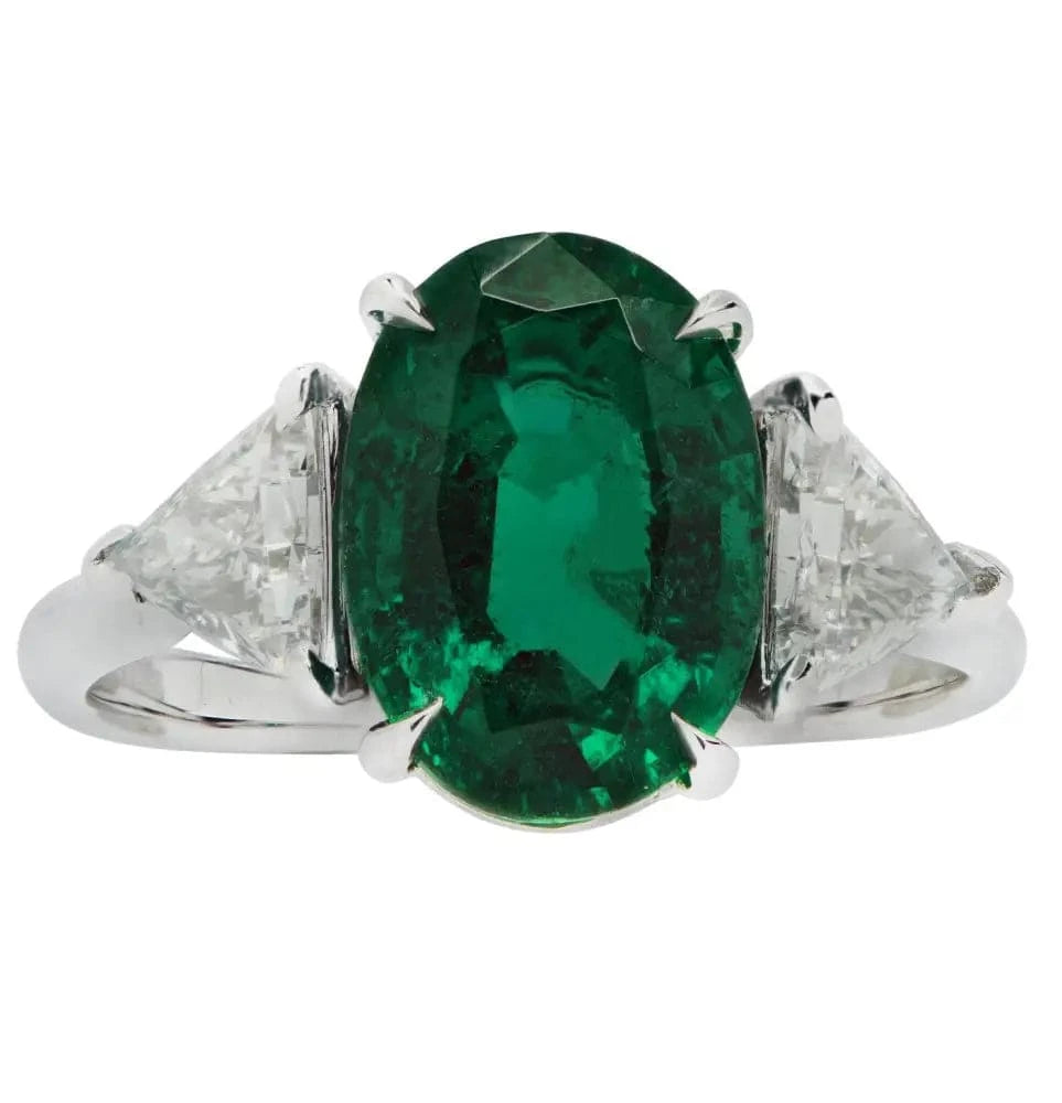 Vivid Diamonds AGL Certified 3.16 Carat Zambian Emerald & Diamond Ring -V42736 - Vivid Diamonds