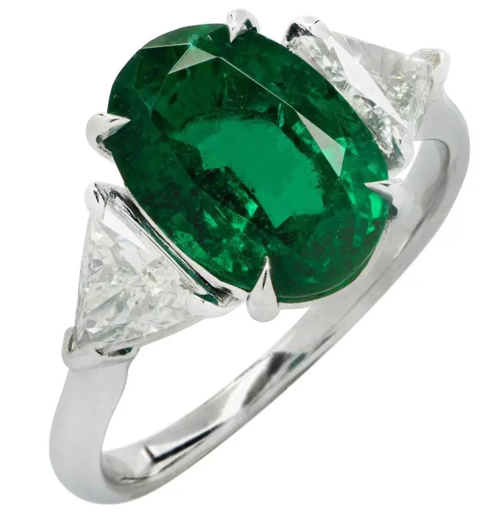 Vivid Diamonds AGL Certified 3.16 Carat Zambian Emerald & Diamond Ring -V42736 - Vivid Diamonds