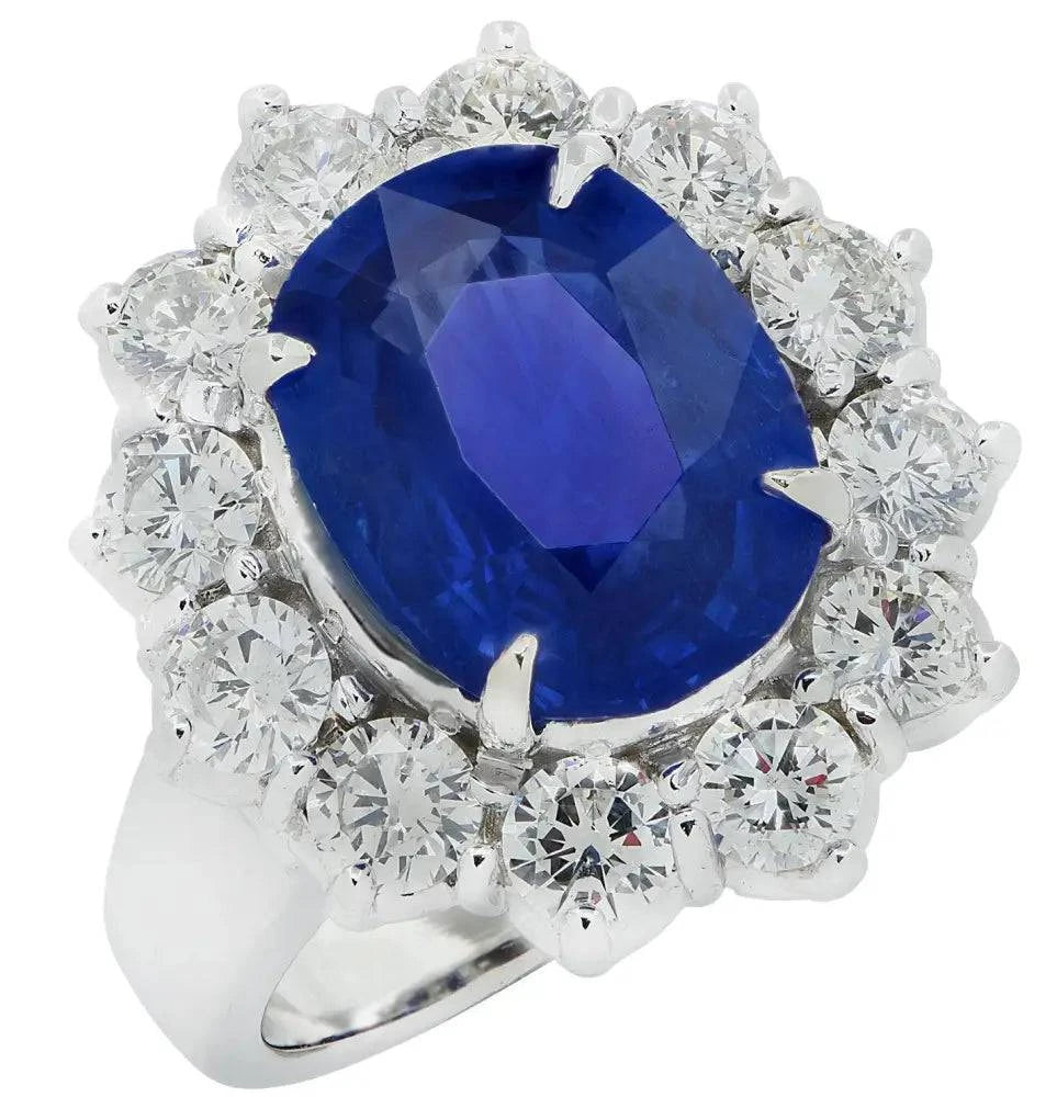 Vivid Diamonds AGL Certified 5.91 Carat Burma No Heat Sapphire & Diamond Ring -V31480