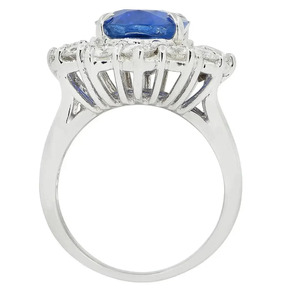 Vivid Diamonds AGL Certified 5.91 Carat Burma No Heat Sapphire & Diamond Ring -V31480