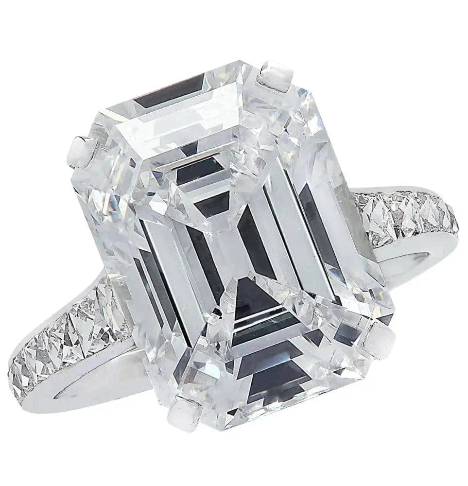 Vivid Diamonds Antique GIA Certified 7.02 Carat Emerald Cut Diamond Engagement Ring-V30206 - Vivid Diamonds